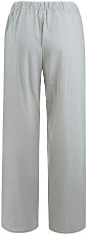 Smidow Ljetne hlače za žene 2023 pamučna posteljina elastična struka vuče širine noge dužine