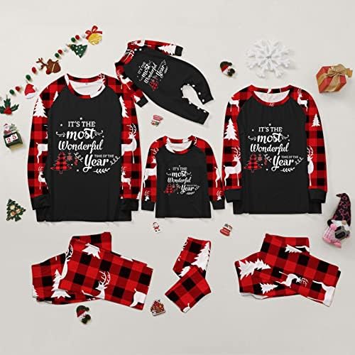 Podudaranje porodične pidžame postavlja Božić PJ-a sa božićnim crnim tee PJS set Print Xmas Outfit