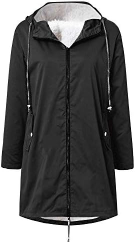 Kišne jakne za žene vodootporne s oblogom od flisa plus veličina lagana vjetrootporna kapuljača