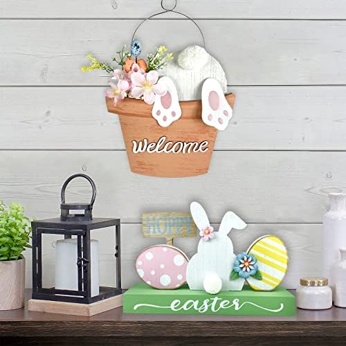 Homeprable Aster dekoracije za domaća jaja zeko dekor sretan Uskršnji blok slatka zečja stolna drvena