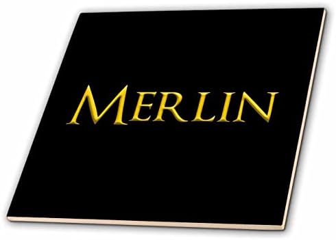 3drose Merlin uobičajeno ime za dječaka u Americi. Žuta na crnoj amajliji-pločicama