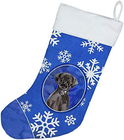 Caroline's Wires CK3935CS zimski snježni pahulji crne labrador retriver božićne čarape, kamin Viseće čarape
