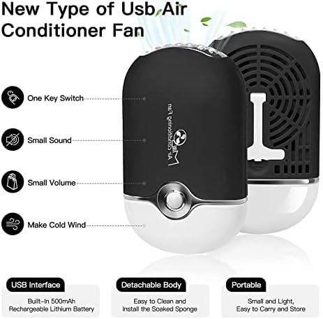 Shmian Eyelash Fan, USB punjivi ventilator za hlađenje klima uređaja za trepavice sa ugrađenim sunđerom bez bešike sušilica za trepavice za produžavanje trepavica, šminka Crna