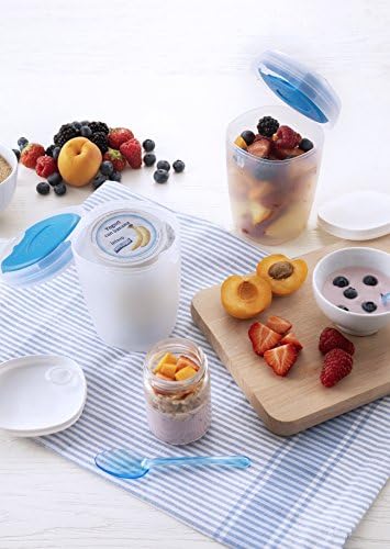 Snips Porta Yogurt | Contenitore Refrigerato Con Cucchiaino | kutija za ručak | Contenitori per Cibi / 0,5 LT | Colore Azzurro | Coperchio con Chiusura di Sicurezza | proizvedeno u Italiji / BPA besplatno