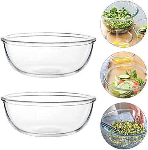 Kontejner za paste Hemoton 2pcs Glass Bowl okrugla Clear Salad Bowl Noodle Supl Velika zdjela za miješanje stakla