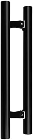 Keppd Black Obojena ručica od staklenih vrata od nehrđajućeg čelika, okrugla cijev klizna ručica vrata / ručka