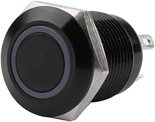 Nunomo 12mm Vodootporni prekidač od crnog metala s LED lampom Momentalni zasum za zatvaranje računara 3V 5V