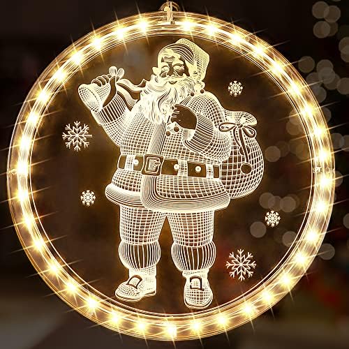 Božić prozor svjetla dekoracije, uvećana LED Božić svjetlo za Windows vanjski unutarnji ukrasi viseći 3D svjetla na baterije za kamin božićno drvo spavaća soba dekor