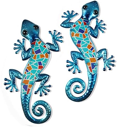 Liffy Matal Gecko zidni dekor - vanjski dekor guštera-viseća umjetnička skulptura na otvorenom za