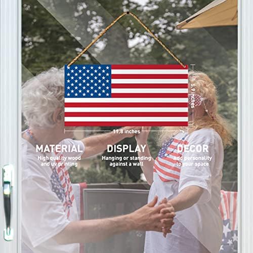 Amerika Patriotc Decor, američka zastava, 4. jula Domaća ulazna vrata USA Decor Decroentay Day Memorijalni dan Plaketa ukras za kućnu zabavu u uredu