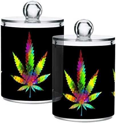 Yyzzh Rainbow marihuana list konoplja na crno 2 pakovanje QTIP-a Dispenzer za pamučnu swab loptu