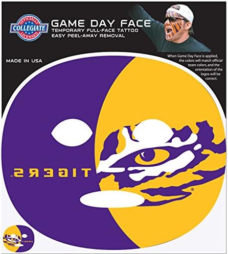 NCAA LSU Tigers tetovaža lica za Dan igre, Jedna veličina