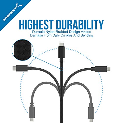Sabrent [3-pakovanje 22WG Premium 6ft USB-C do USB a kablovi za sinkronizaciju i naplatu 3.0 [crna]
