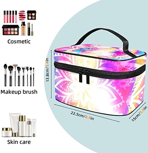 Yoyoamoy Travel Makeup Torba, vodootporna kozmetička toaletna torba sa ručkom, velika šminka za teen Girls Dame Device Mandala Tie Tie pozadina