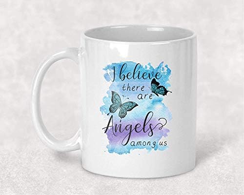 Yueliang Lijepe krigle za kafu za piće Vjerujemo da među američkim leptir ima anđeli, 11 oz. Keramičke čaše za kafu Memorijalni poklon za prijatelja