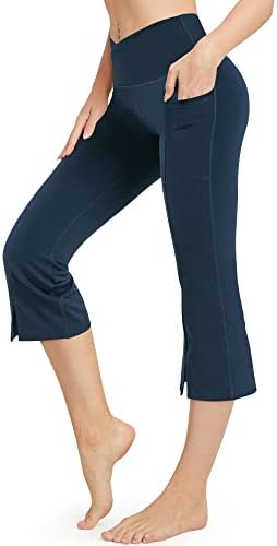 G4Free ženske hlače sa džepovima Cross struk Bootcut joga hlače rastezanje rapnih gamarica za ležerne vježbe