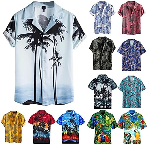 XXBR MENS Havajske majice kratki rukav grafički tiskani gumb dolje Vintage vrhovi ljetni odmor casual majica