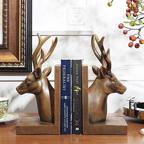 ZAMTAC to do the First American Old elk Bookends Resin Decoration D0034 Home Furnishing Bookends Christmas