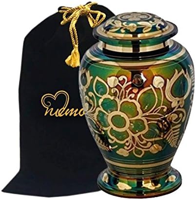 Spomen-obilježja 4U smaragdno zelena urna za kremaciju - zelena urna sa zlatnim akcentima - Pogrebna urna