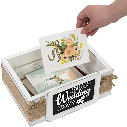 MyGift Vintage bijelo drvo stola dekorativna kutija, vjenčanje & Rođendanska zabava gost poklon kartice