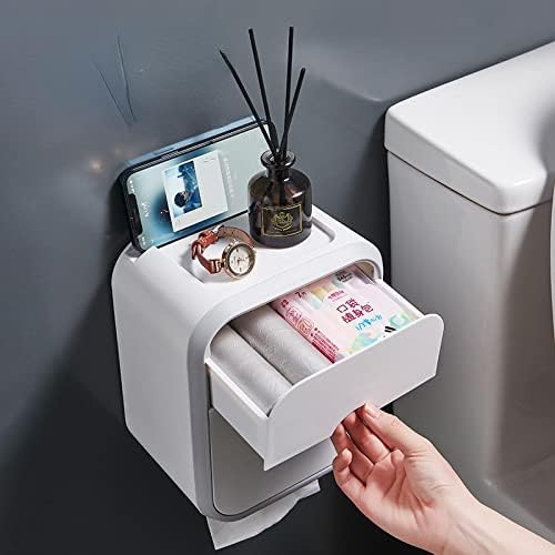 LOWFI toaletni tkivni tkivni kutija papirna ručnik za ručnik Besplatno probijanje Početna WC polica zida viseći roll papir stalak za papir siva + koluta