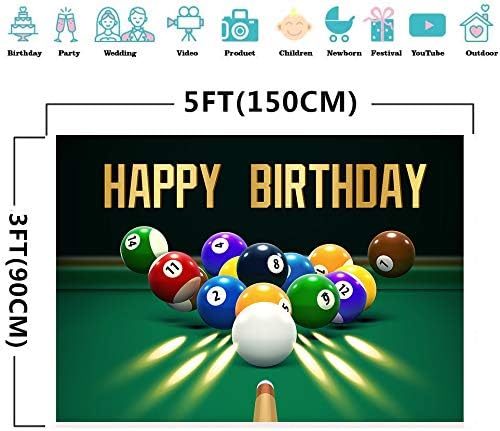 Sretan rođendan pozadina FHZON 5x3ft Snooker takmičenje početak zabave igra fotografija pozadina