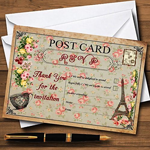 Vintage Paris Shabby Chic razglednice cvjetne personalizirane RSVP kartice