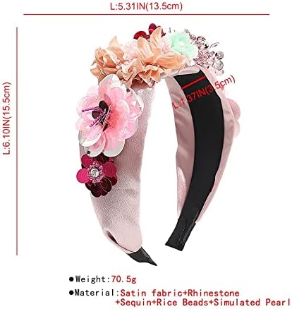 LEPSJGC Flower headbands Hair Accessories Rhinestone Crystal Hairbands Spring Wedding Floral Band Headwear for Women Girls Gifts