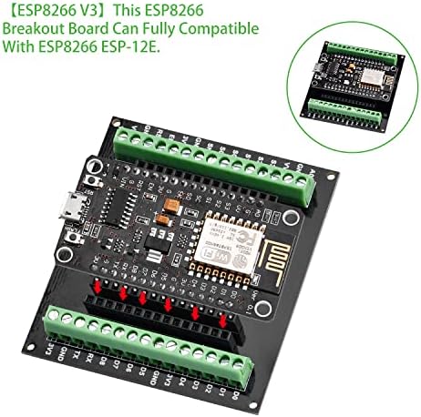3-paket 30pin nodemcu v3 ESP8266 ESP-12E razvojna ploča, Aideepen ESP8266 Breakout Board GPIO 1 u 2 za