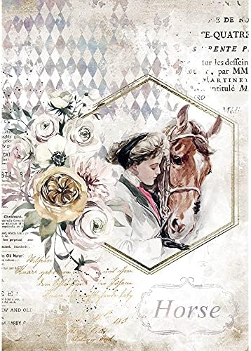 STAMPERIA A4 Rice Papir Papir - Romantični konji Lady Frame, DFSA4580