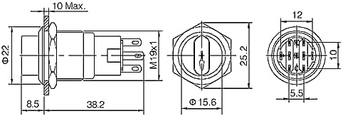 19mm 2 3 3 položaja Metalni selektor Rotacioni prekidač za zatvaranje prekidača dugme sa 12V 220V LED