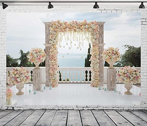 Loccor 10x8ft tkanina pozadina za vjenčanje Bijela cvjetna fotografija pozadina ceremonija vjenčanja