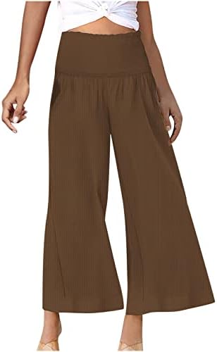 Smidow Capri pantalone za žene Ležerne prilike 2023 Visoka struka Flowy Wideght Pant labavi fit Smared Cropped