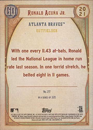 2021 TOPPS GYPSY QUEEN 277 Ronald Acuna Jr. Atlanta Braves službena MLB bejzbol trgovačka kartica u sirovom