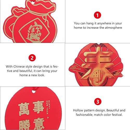 DIY Ornament Kineski Prolećni Festival viseći Ornamenti: 2022 godina poklon kutije viseće oznake sa užadima