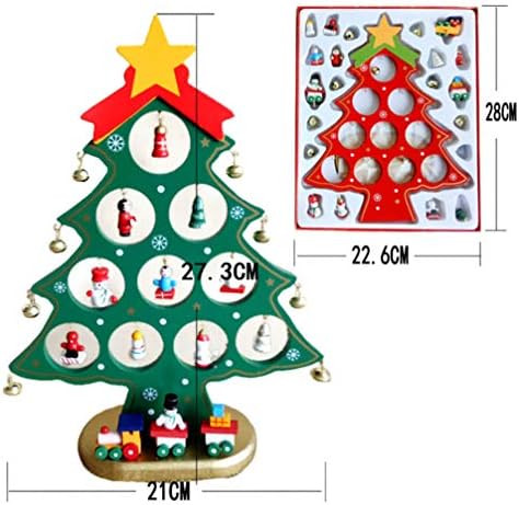 Amosfun tabletop mini drveno božićno drvce sa mini ukrasima Xmas Xmas Decorations Decoration