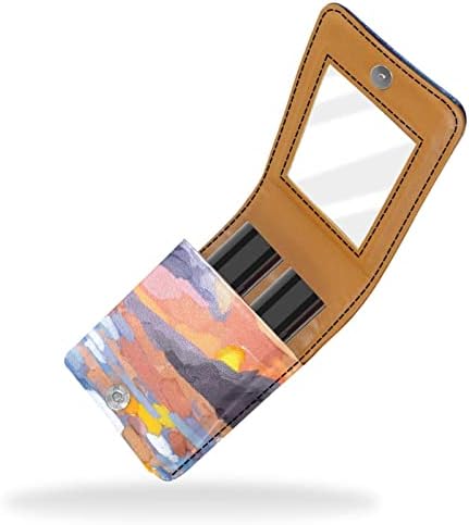 ORYUEKAN Mini torba za šminkanje sa ogledalom, torbica za kvačilo od umjetne ruževe, ulje na platnu ocean Sunset Landscape apstraktna umjetnost