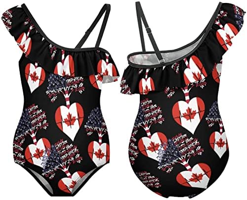 Kanada US Root Heartbeat Girls 1-komadni kupaći kostim Tankini 1-rame kupaći odijelo kupaći kostimi