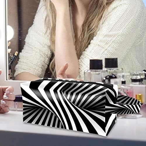 Torba za šminku Cuntity kozmetička torba torbica torbica sa patentnim zatvaračem za žene i djevojke Vasarely Style Crno-bijela optička iluzija