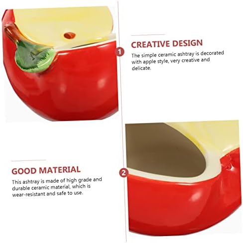 YARNOW Office Decor 2pcs Windproof Novel Holder Ceramic Light Indoor Apples Outdoor Desktop Stand Tray Painted For Planter Home Hand Succulent Ash Office Ashtray Can Craft Style Home Decor
