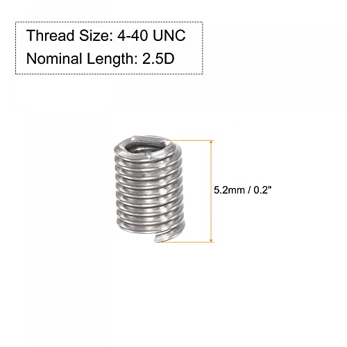 UXCell žičani navoj umetci 4-40 UNC 2.5D 304 nehrđajući čelik spiralni tip namotani žičani vijak