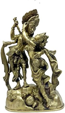 Bharat HAAT čisti mesingani metal Radha Krishna stoji crni u finoj završnici BH04761