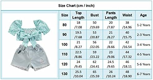 Toddler Kids Baby Girls Ljetna odjeća s ramena ruffle usjev vrhovi raširene traper kratke hlače 2pcs set