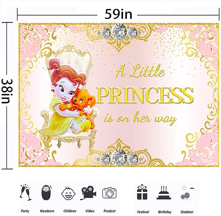A Littele princeza je na putu pozadina za Baby Shower Party Dekoracije ljepote i zvijeri beba princeza