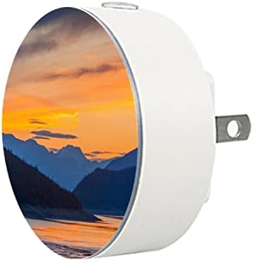 2 paket Plug-in Nightlight LED noćno svjetlo Sunset planine silueta jezera sa senzorom sumraka do zore