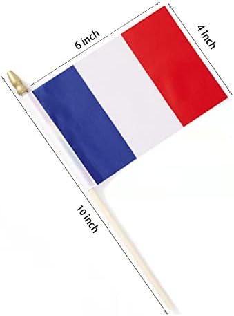 Lebei mala Francuska Francuska Zastava Mini ručni štap zastave 4x6 inča 12 pakovanje, plavo bijelo