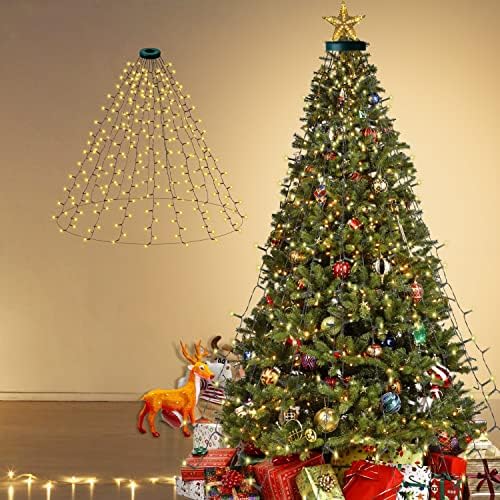 Božić Tree Lights - Warmwhite 480 LED 9.81 Ft x 16 Drop Lights Božić dekoracije sa 8 modeli &