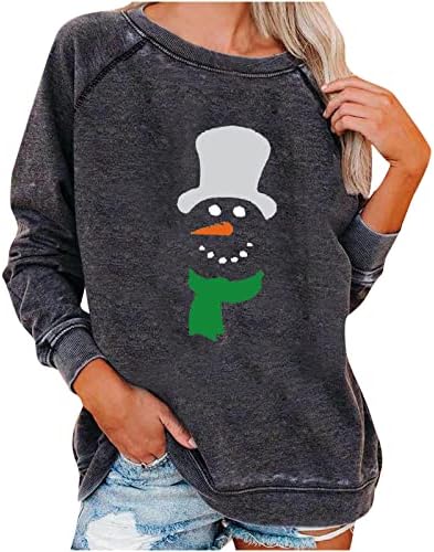 Ležerna dukserica za žene Vintage Dugi rukav pulover bluza za Božićnu štampu karirane Leopard grafičke majice