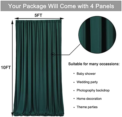 10 ft x 20 ft crno-zelene zavjese za pozadinu bez bora, zavjese za pozadinu od poliestera za