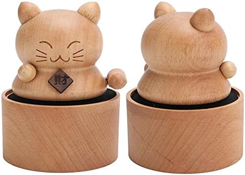 Liuzh Wood Music Box Boalth Mačke Figurine Music Box Drvena slatka muzička kutija Kućni ukras Pribor Rođendanski poklon
